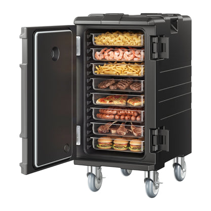 VEVOR Insulated Food Pan Carrier Collection, 30 to 120 L Hot Boxes, Collapsible Model and Compatible 5 Inch Caster Set, Catering Transport Options 127 Qt / 120 L Front Load, Wheels, Black, BW-120