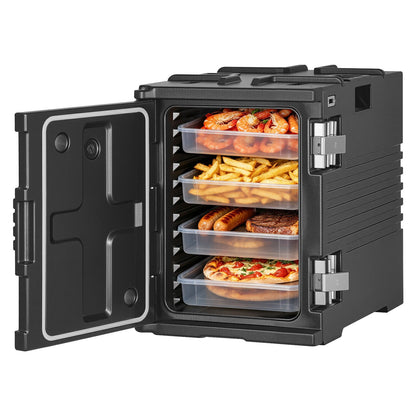 VEVOR Insulated Food Pan Carrier Collection, 30 to 120 L Hot Boxes, Collapsible Model and Compatible 5 Inch Caster Set, Catering Transport Options 95 Qt / 90 L Front Load, Wheels, Black, YHY90L