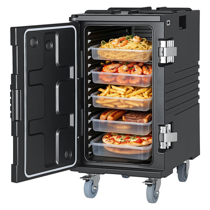 VEVOR Insulated Food Pan Carrier Collection, 30 to 120 L Hot Boxes, Collapsible Model and Compatible 5 Inch Caster Set, Catering Transport Options 127 Qt / 120 L Front Load, Swivel Wheels, Black, YHY120L