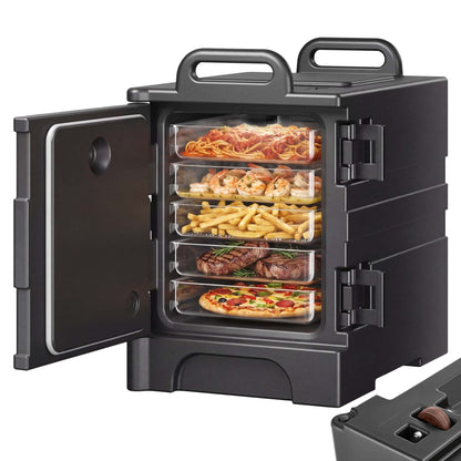 VEVOR Insulated Food Pan Carrier Collection, 30 to 120 L Hot Boxes, Collapsible Model and Compatible 5 Inch Caster Set, Catering Transport Options 81 Qt / 75 L Front Load, No Wheels, Black, BW-75