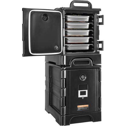 VEVOR Insulated Food Pan Carrier Collection, 30 to 120 L Hot Boxes, Collapsible Model and Compatible 5 Inch Caster Set, Catering Transport Options 81 Qt / 75 L Front Load, 2 Pack, Black, BW-75
