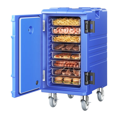 VEVOR Insulated Food Pan Carrier Collection, 30 to 120 L Hot Boxes, Collapsible Model and Compatible 5 Inch Caster Set, Catering Transport Options 127 Qt / 120 L Front Load, Wheels, Blue, BW-120