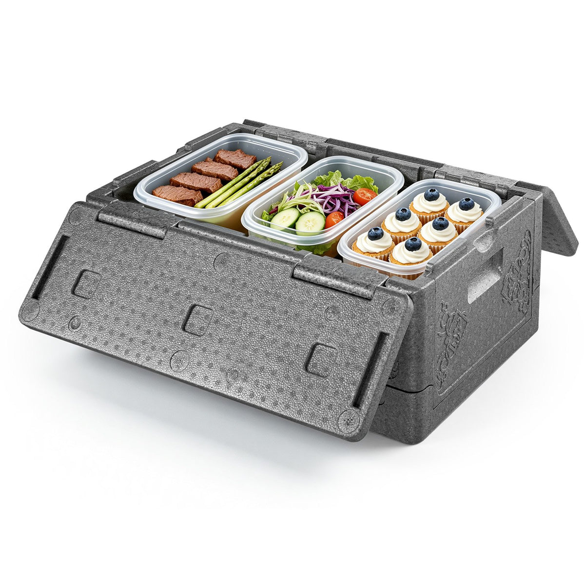 VEVOR Insulated Food Pan Carrier Collection, 30 to 120 L Hot Boxes, Collapsible Model and Compatible 5 Inch Caster Set, Catering Transport Options 40 Qt / 38 L Collapsible EPP, Gray, YHY38L
