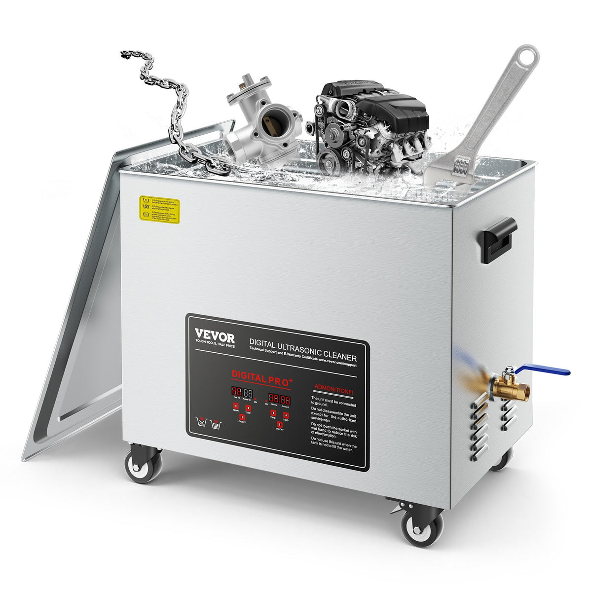 VEVOR Ultrasonic Cleaner with Heater and Timer, 304 Stainles 50 L