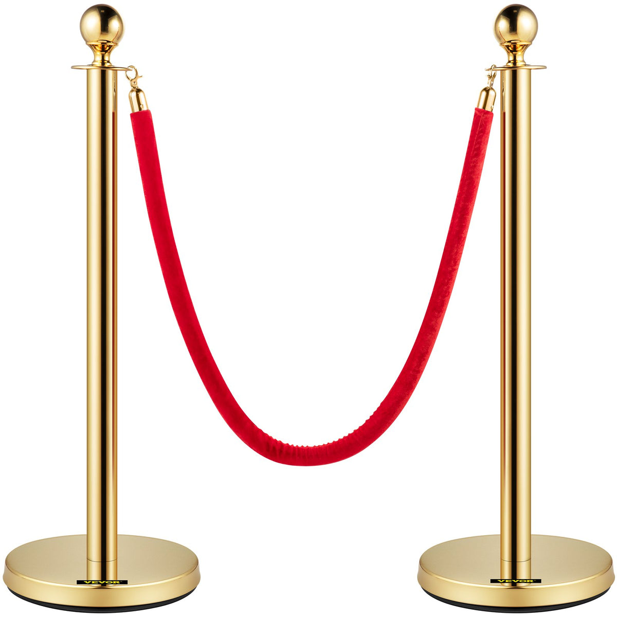 VEVOR Velvet Ropes and Posts, 5 ft/1.5 m Red Velvet Rope, St 2 Pcs