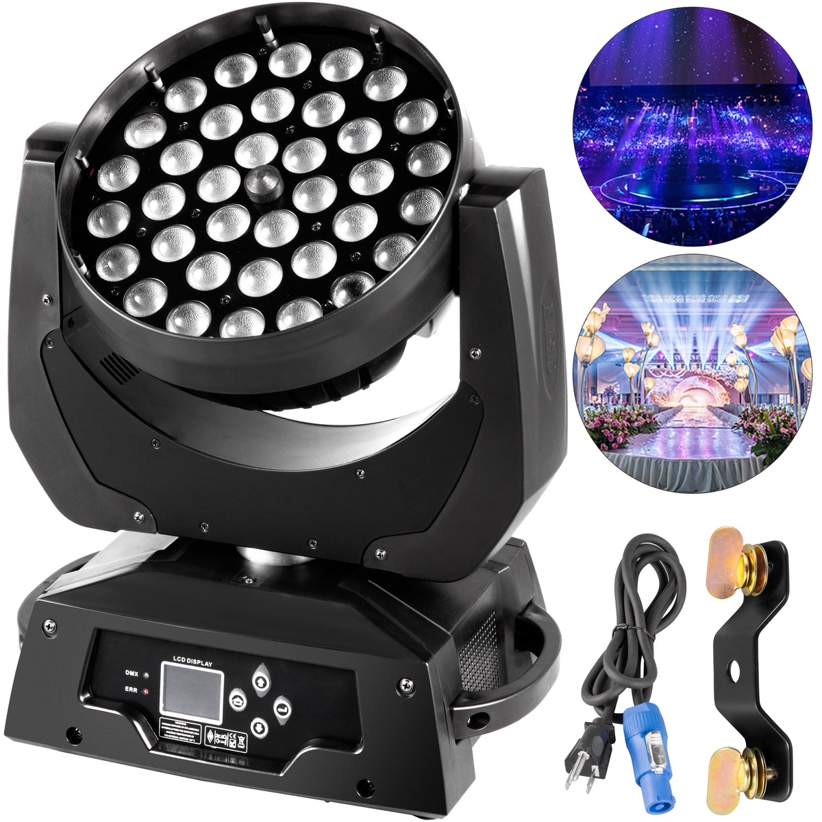 VEVOR 36 x 10W RGBW Moving Head Stage Light with Zoom, 4-in-