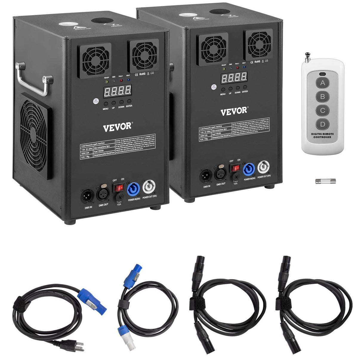 VEVOR Cold Spark Machine, DMX Stage Special Effect Machine with Wireless Remote Control, Indoor and Outdoor Spark Fountain Machine for Wedding, Party and Musical Show 400W / 2 Pack