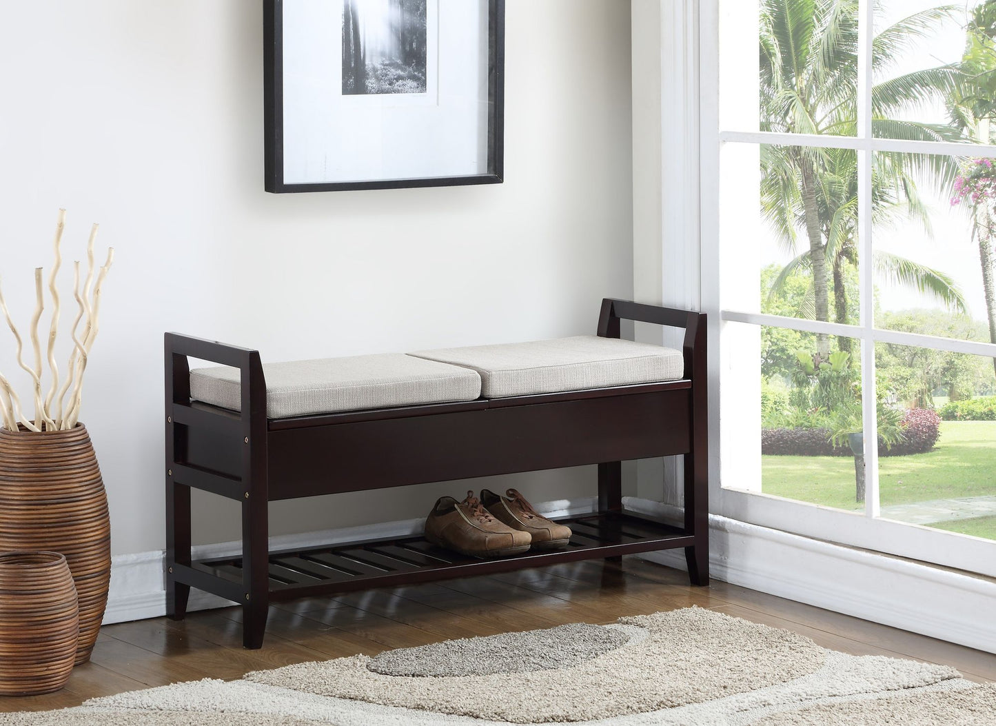 Vannes Espresso Storage Shoe Bench image 1