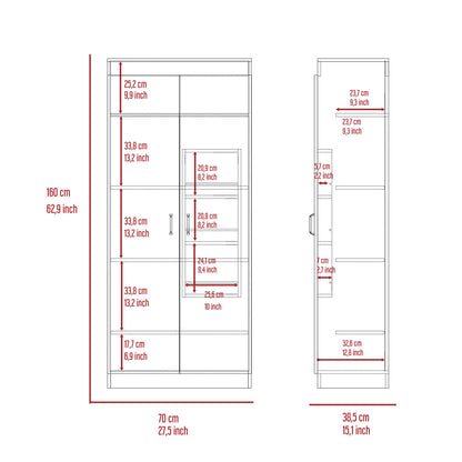 Varese Pantry Cabinet, Double Door,Five Shelves -White image 3