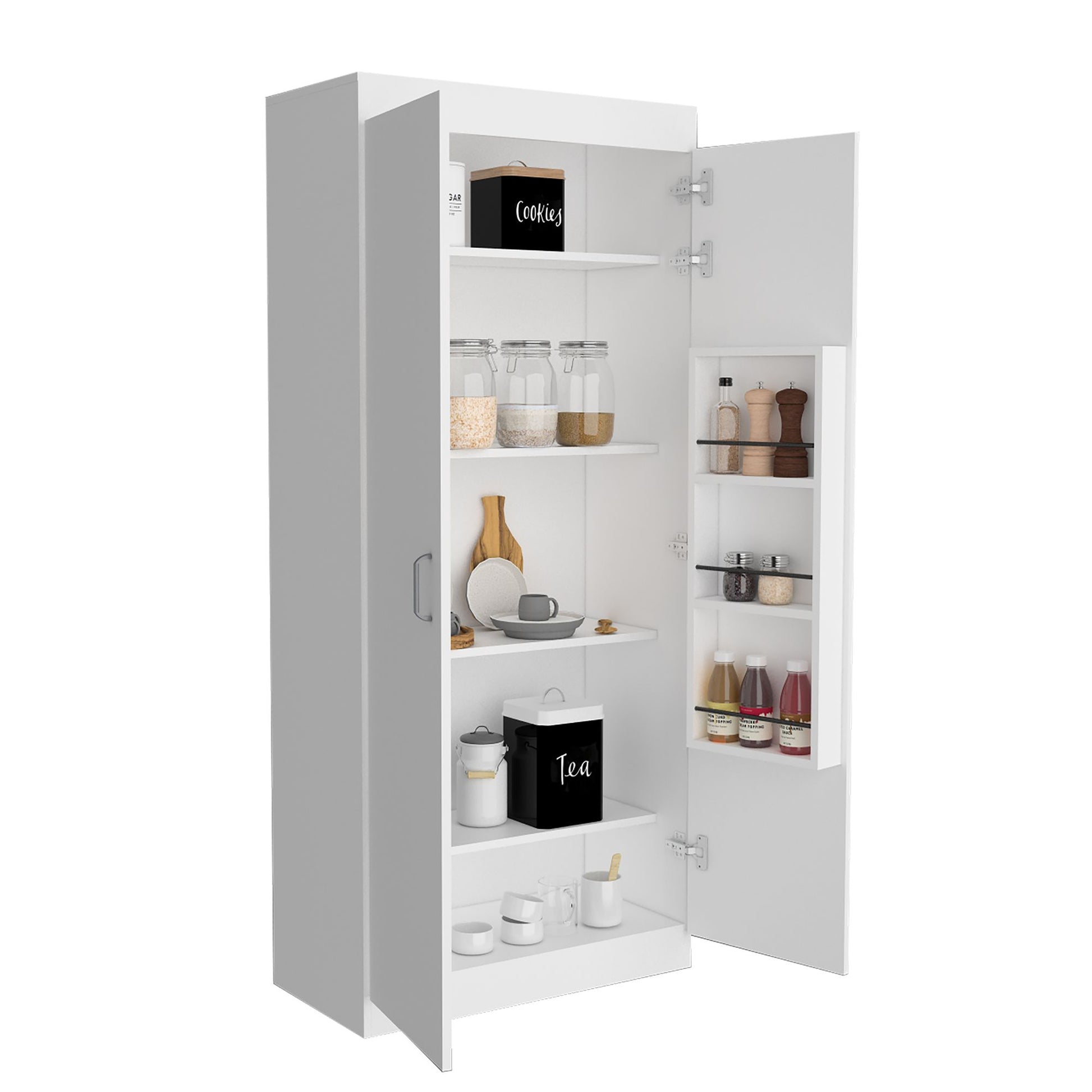 Varese Pantry Cabinet, Double Door,Five Shelves -White image 7