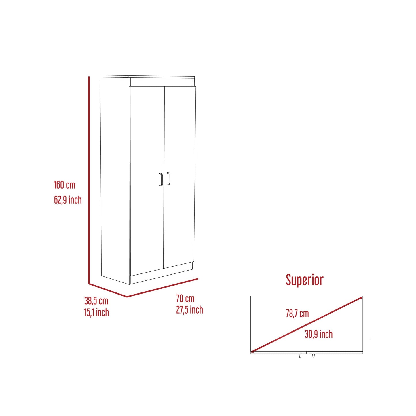 Varese Pantry Cabinet, Double Door,Five Shelves -White image 4