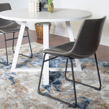 Varna 5-Piece Round Dining Set, Trestle Dining Table with 4 Stylish Chairs image 4