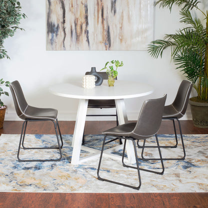 Varna 5-Piece Round Dining Set, Trestle Dining Table with 4 Stylish Chairs image 1