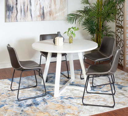 Varna 5-Piece Round Dining Set, Trestle Dining Table with 4 Stylish Chairs image 2