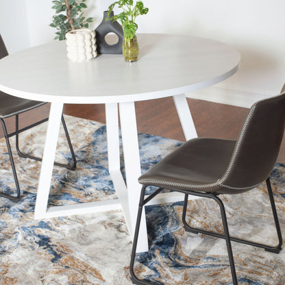 Varna 5-Piece Round Dining Set, Trestle Dining Table with 4 Stylish Chairs image 3