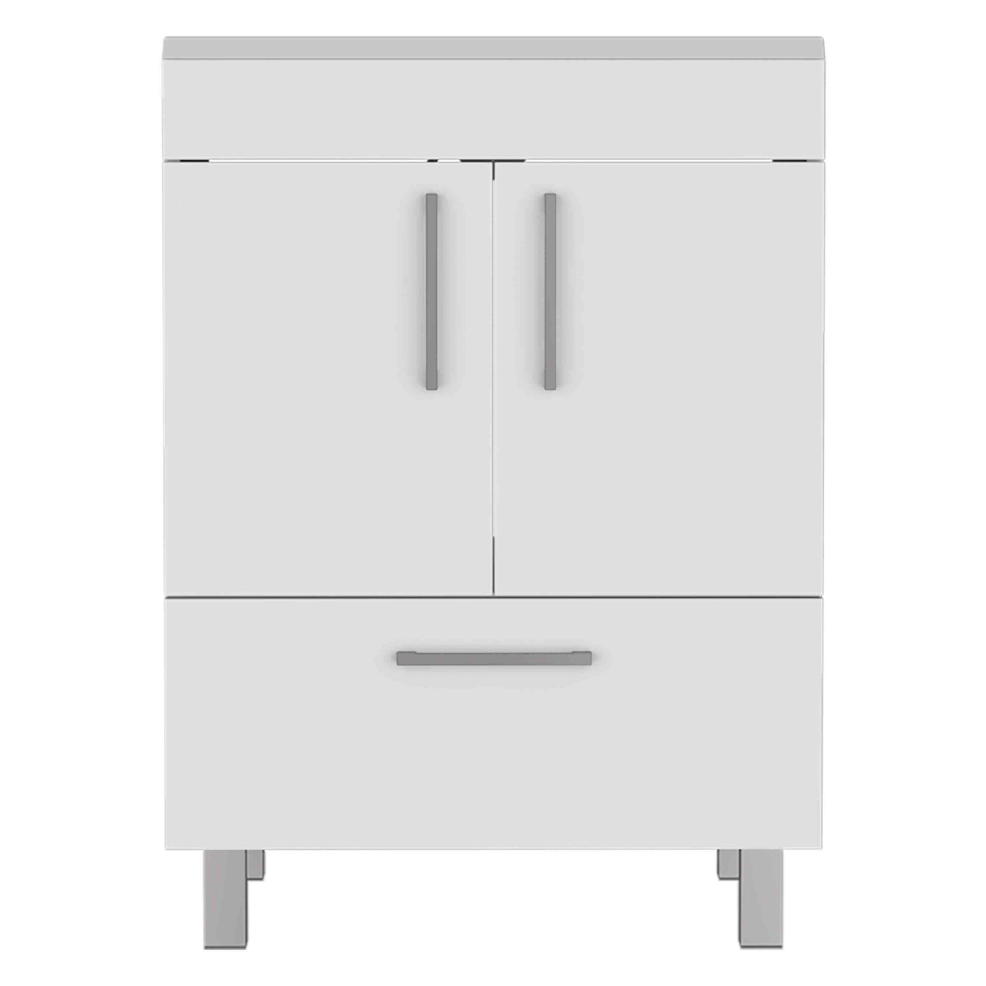 Velloc Single Bathroom Vanity, Double Door Cabinet, One Drawer -White image 6