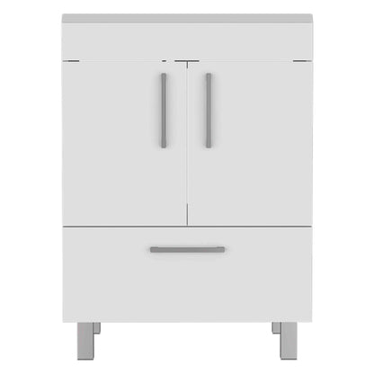 Velloc Single Bathroom Vanity, Double Door Cabinet, One Drawer -White image 6