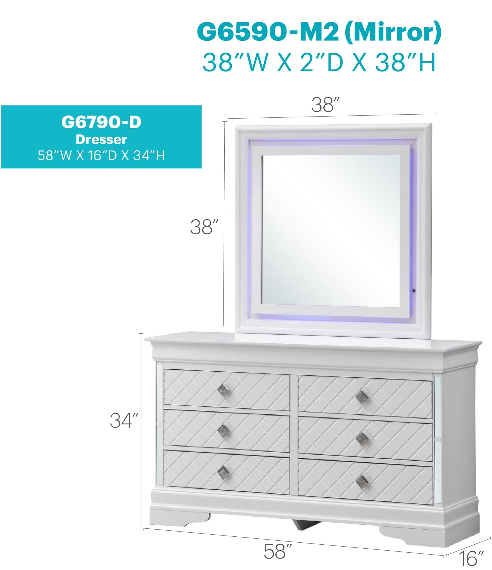 Verona G6790-D Dresser , Silver Champagne image 9