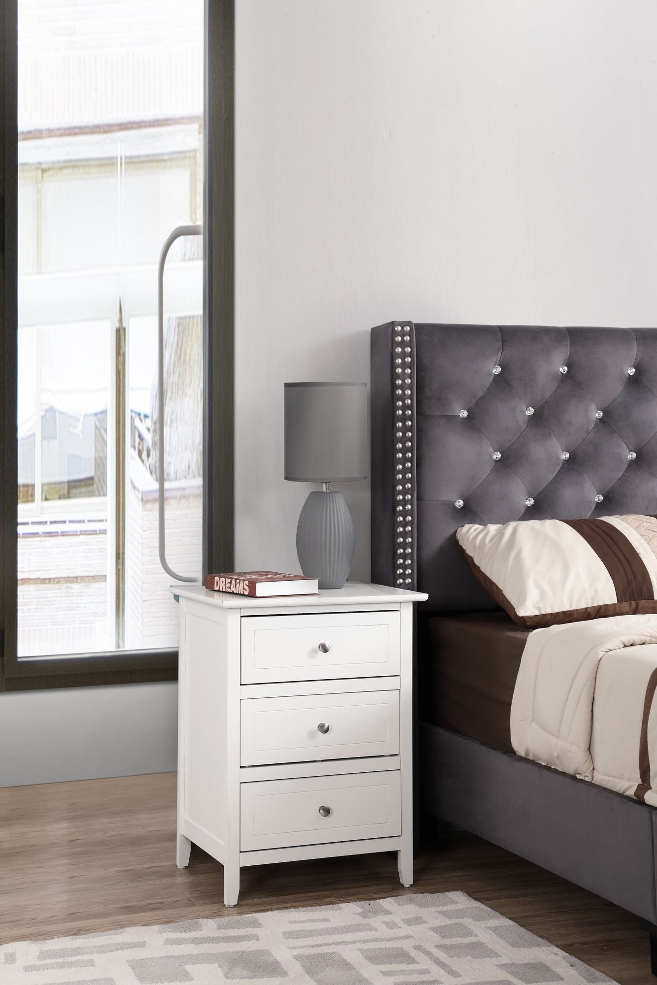 Versatile White Transitional Nightstand image 1