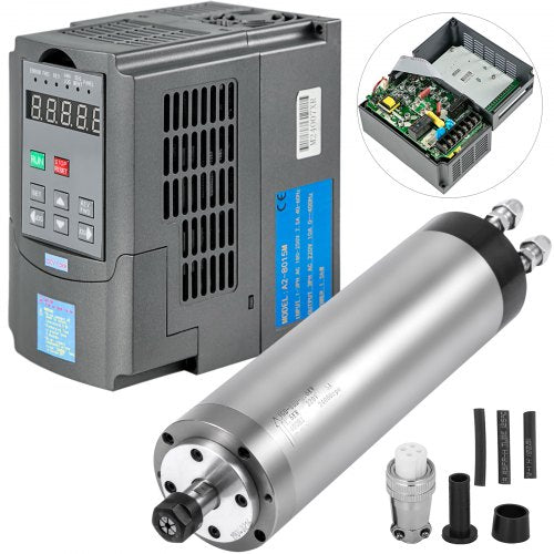 VEVOR 1.5KW Water Cooled Spindle Motor, High-Speed CNC Spindle Motor 4 Bearings 24000RPM 400HZ for Engraving Milling & Grinding Machine - 1.5KW水冷电机 - view 1