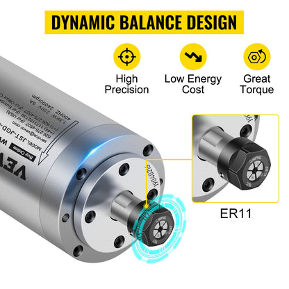 VEVOR 1.5KW Water Cooled Spindle Motor, High-Speed CNC Spindle Motor 4 Bearings 24000RPM 400HZ for Engraving Milling & Grinding Machine - 1.5KW水冷电机 - view 2