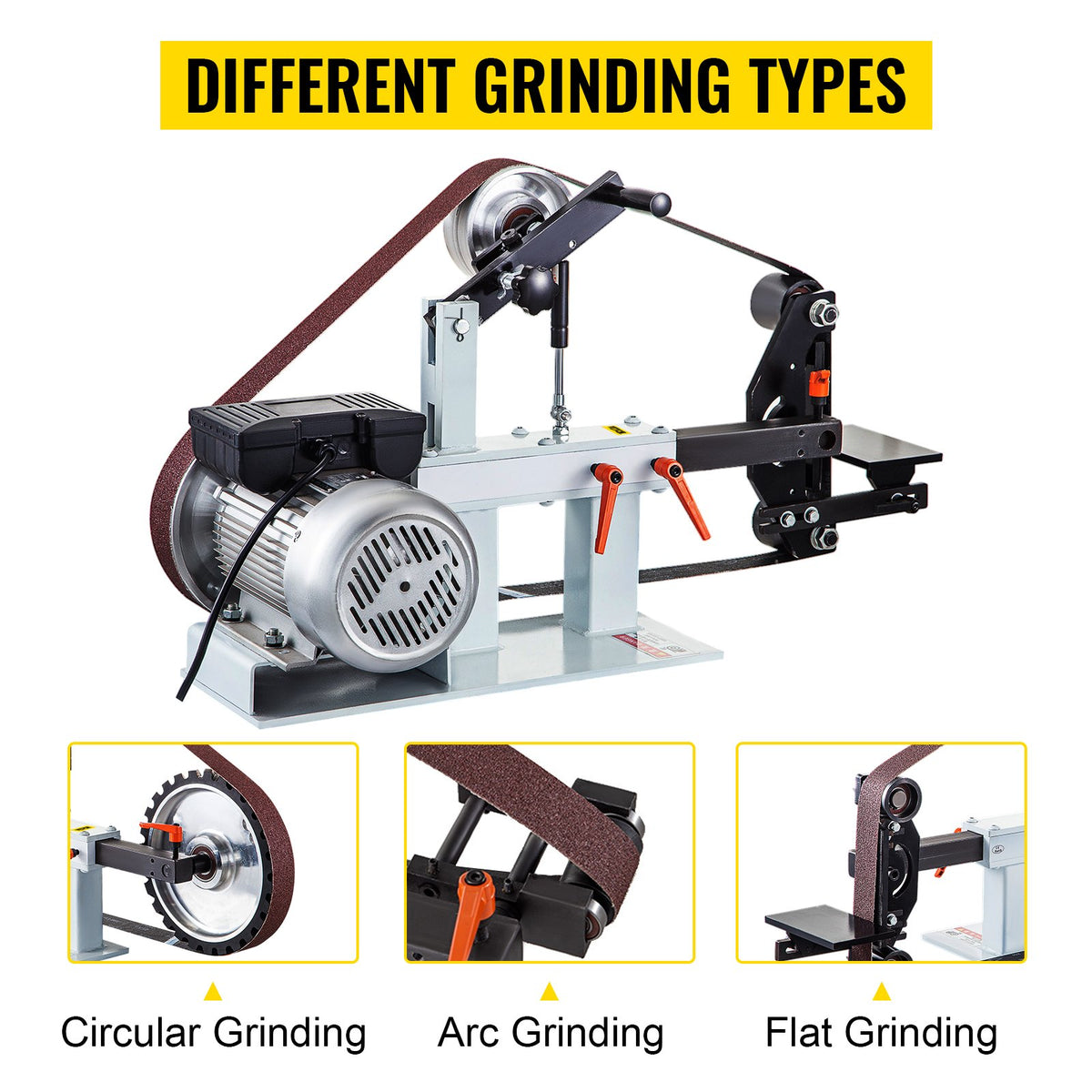 VEVOR 2" x 82" Belt Grinder, 2HP 1500W, 3 in 1 Constant Speed Belt Disc Sander with 3 Grinding Wheel, 110V Bench Sander with 12-inch Wheel and Flat Platen Tool Rest for Knife Making - 1.5KWDSSGJ0000001V1 - view 2