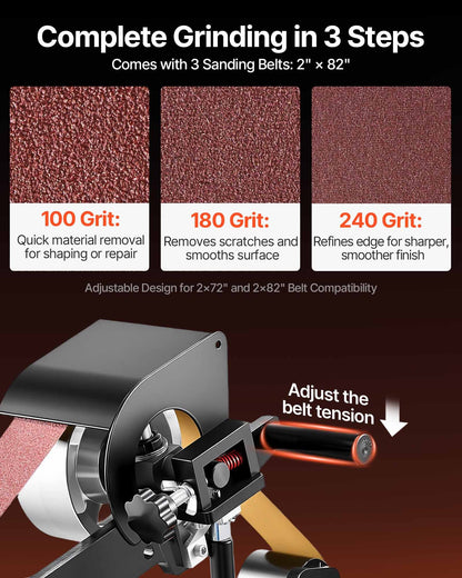 VEVOR Variable-Speed Belt Grinder - 2 x 82 in - product view 2