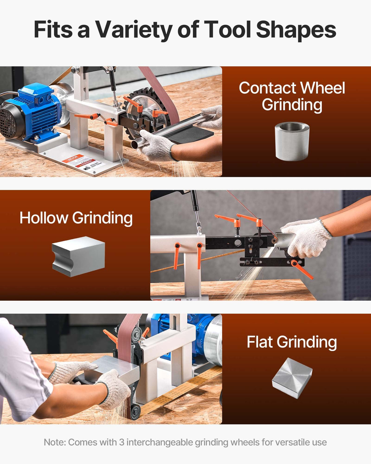 VEVOR Variable-Speed Belt Grinder - 2 x 82 in - product view 3