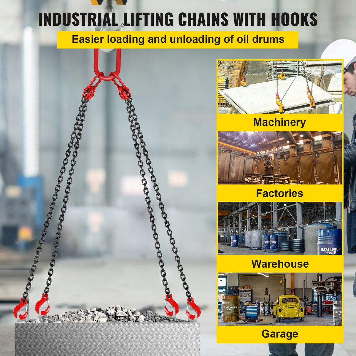 VEVOR G80 Lifting Chain Sling - 4 Legs, 5/16 in x 5 ft - product view 2