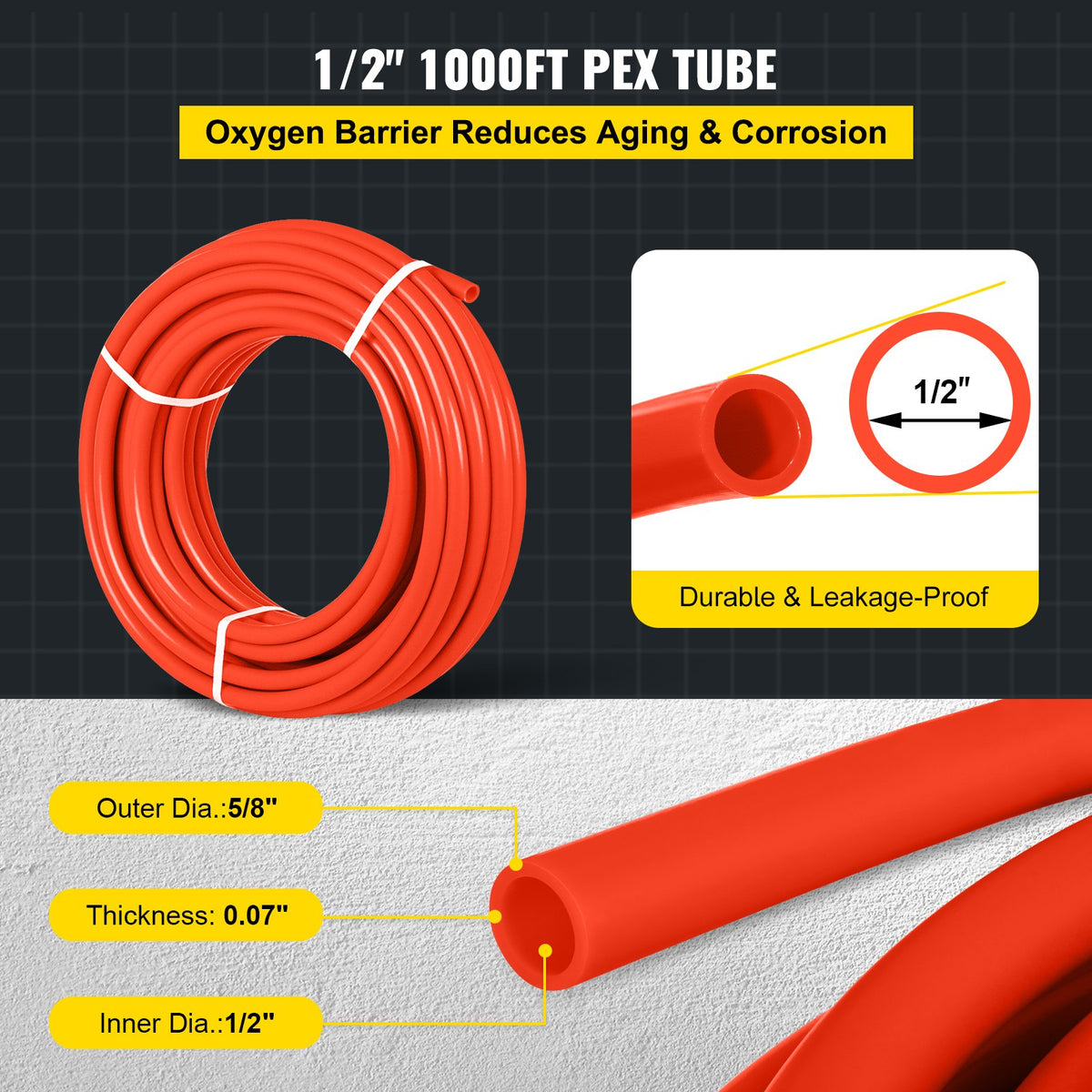 VEVOR PEX Supply Tubing - Select Your Configuration - 1000FTPEXZYG00001V0 - view 3