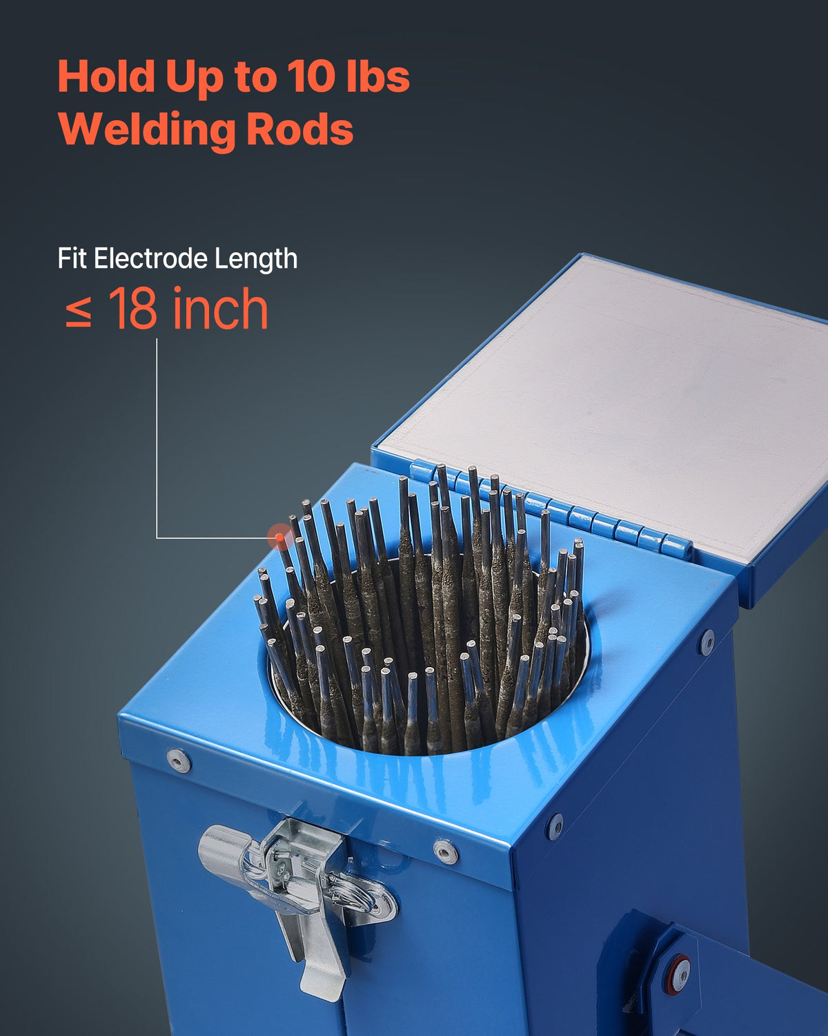 VEVOR Portable Welding Rod Oven, 10LBS Capacity Electrodes Drying Oven 230W 120V, 300℉ Fast Heating Welding Rods Dryer for 18-inch Stick Electrodes - with Easy-to-Carry Handle & Safety Locking Latch - 10BFXLSDHTHGAAHM7001V9 - view 4