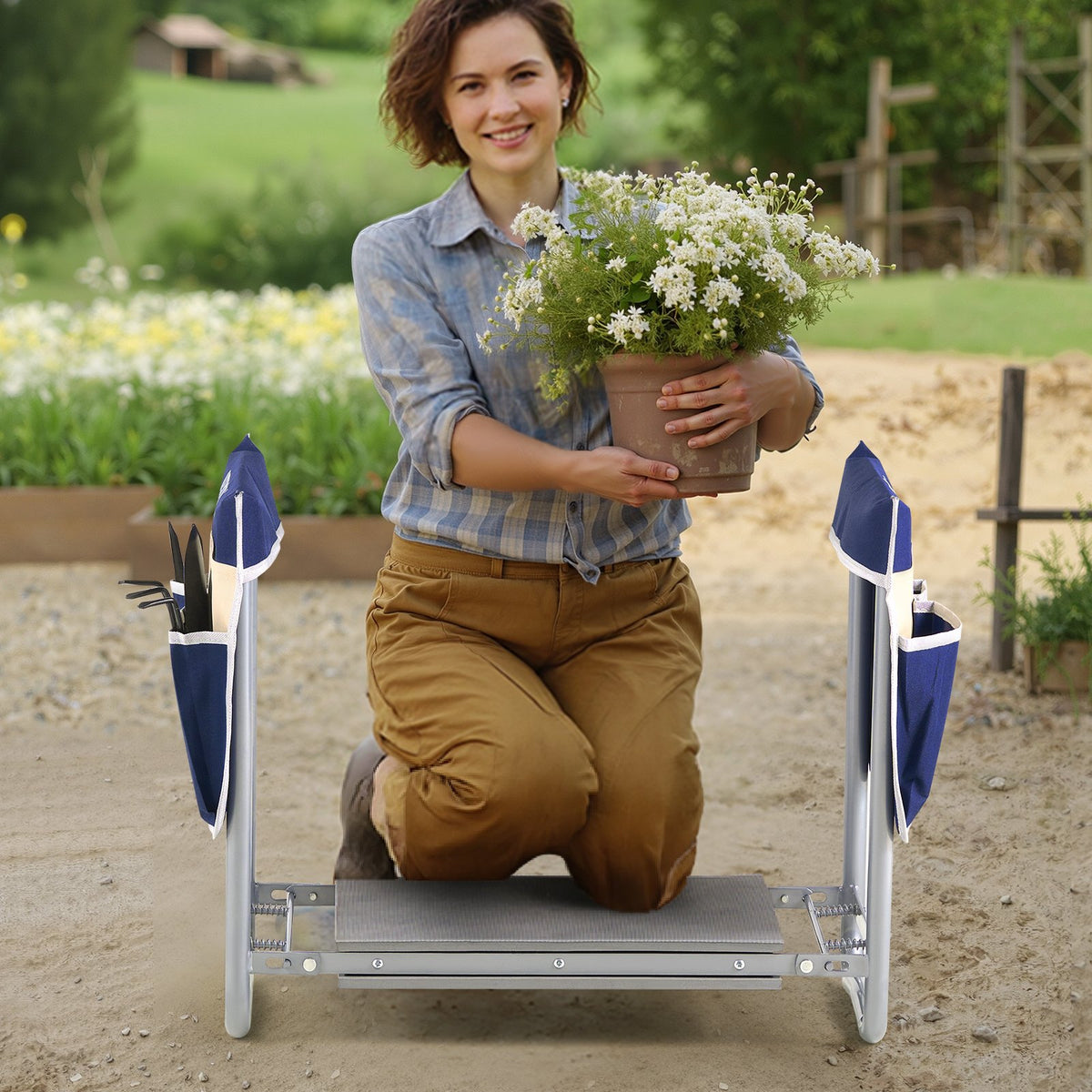 VEVOR Garden Kneeler and Seat, 11 in Wide Kneeling Pad, Heavy Duty Garden Kneeling Stool, Folding Garden Seat with 2 Tool Bags, Relieve Knee & Back Pain, Non-Slip Garden Bench for Women Grandparents - 10YCGDJW5730W39RX001V0 - view 9