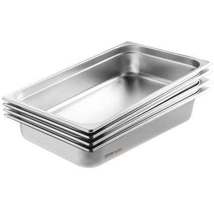 VEVOR 4 Pack Hotel Pans, Full Size Anti-Jam Steam Pan with Lid, 0.8mm Thick Stainless Steel Steam Table Pan, 4-Inch Deep Commercial Table Pan, Catering Storage Food Pan, for Industrial & Scientific - 11QCCPYG4YCSH7PULV0 - view 10