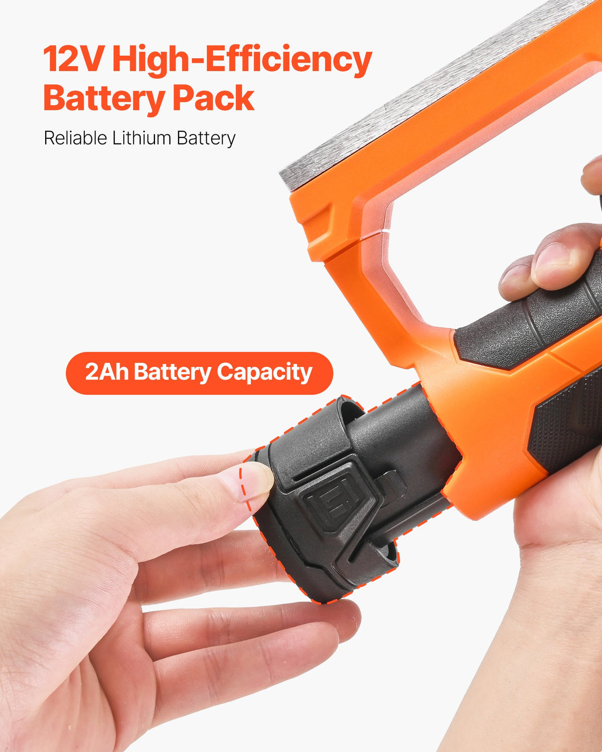 VEVOR Lithium-Ion Battery, 12V 2Ah, Portable Lithium Battery Pack Replacement, with Universal Adapter, Easy to Carry, Compatible with Makita Interfaces, VEVOR Cordless Electric Hand Planer, 1-Pack - 12VDCB12V20AHE7Z7001V9 - view 3