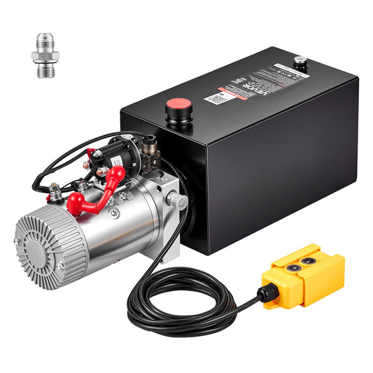 VEVOR 10 Quart Hydraulic Pump, Single Acting Dump Trailer Pump, 3200PSI Max Relief Pressure, 0.91 GPM Flow Rate, DC12V 1.6KW Hydraulic Power Unit for Dump Trailer Car Lifting (Horizontal Installation) - 12VDZYFXJSYX6CMQ8001V9 - view 1