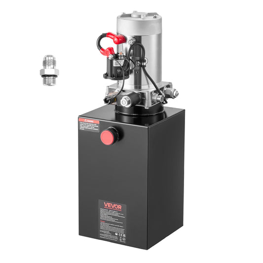 VEVOR 15 Quart Hydraulic Power Unit, Single Acting Dump Trailer Pump, 3200 PSI Max Relief Pressure & 0.91 GPM Flow Rate, DC 12V Hydraulic Pump with Metal Reservoir for Dump Trailer Car Lifting - 12VDZYFXJSYXA6CFY001V9 - view 1