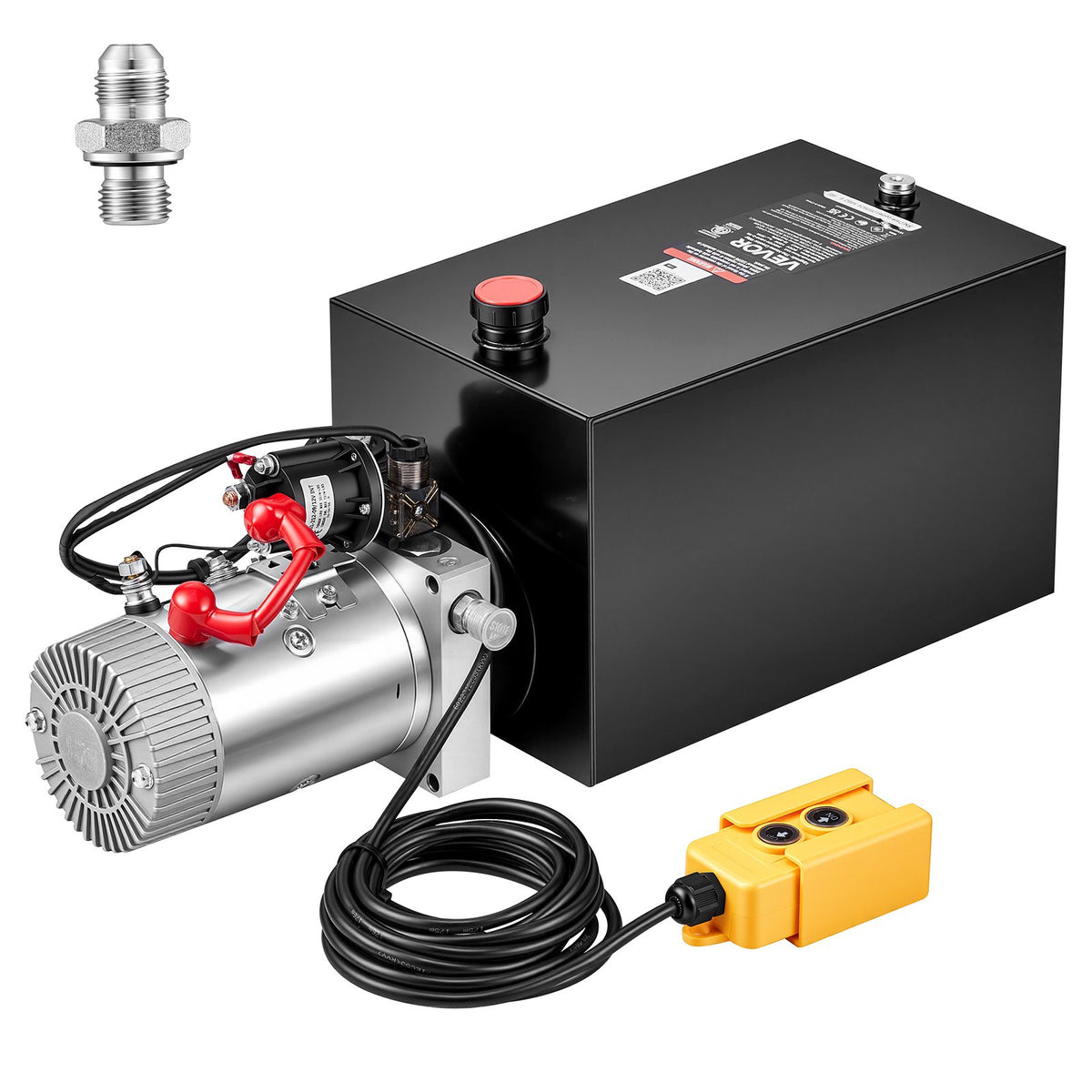VEVOR 15 Quart Hydraulic Pump, Single Acting Dump Trailer Pump, 3200PSI Max Relief Pressure, 0.91 GPM Flow Rate, DC12V 1.6KW Hydraulic Power Unit for Dump Trailer Car Lifting (Horizontal Installation) - 12VDZYFXJSYXRCAJ3001V9 - view 1