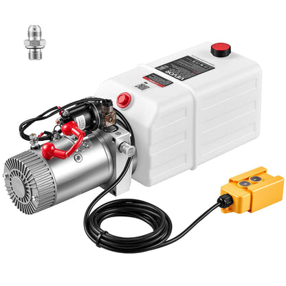 VEVOR 7 Quart Hydraulic Pump, Single Acting Dump Trailer Pump, 3200PSI Max Relief Pressure, 0.91 GPM Flow Rate, DC 12V 1.6KW Hydraulic Power Unit for Dump Trailer Car Lifting (Horizontal Installation) - 12VDZYSLYXCZCROQJ001V9 - view 1