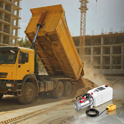 VEVOR 7 Quart Hydraulic Pump, Single Acting Dump Trailer Pump, 3200PSI Max Relief Pressure, 0.91 GPM Flow Rate, DC 12V 1.6KW Hydraulic Power Unit for Dump Trailer Car Lifting (Horizontal Installation) - 12VDZYSLYXCZCROQJ001V9 - view 9