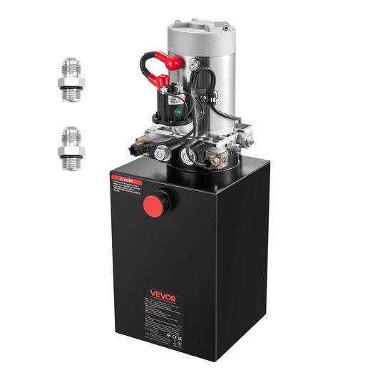 VEVOR 12 Quart Hydraulic Power Unit, Double Acting Dump Trailer Pump, 3200 PSI Max Relief Pressure & 0.91 GPM Flow Rate, DC 12V Hydraulic Pump with Metal Reservoir for Dump Trailer Car Lifting - 12VSZYFXJSYXGNVP0001V9 - view 1