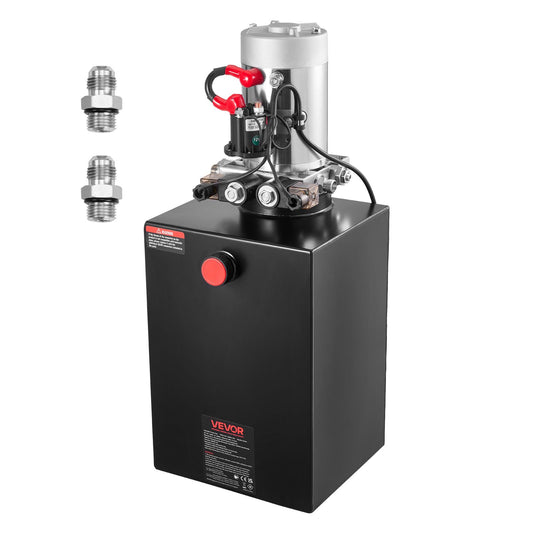 VEVOR 20 Quart Hydraulic Power Unit, Double Acting Dump Trailer Pump, 3200 PSI Max Relief Pressure & 0.91 GPM Flow Rate, DC 12V Hydraulic Pump with Metal Reservoir for Dump Trailer Car Lifting - 12VSZYFXJSYXS4T34001V9 - view 1