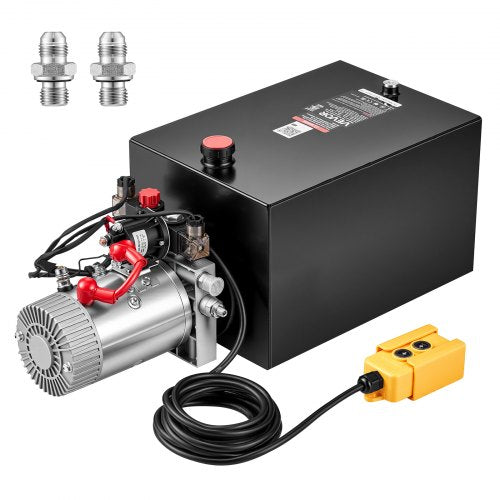 VEVOR 20 Quart Hydraulic Pump, Double Acting Dump Trailer Pump, 3200PSI Max Relief Pressure, 0.91 GPM Flow Rate, DC12V 1.6KW Hydraulic Power Unit for Dump Trailer Car Lifting (Horizontal Installation) - 12VSZYFXJSYXUOBZJ001V9 - view 2