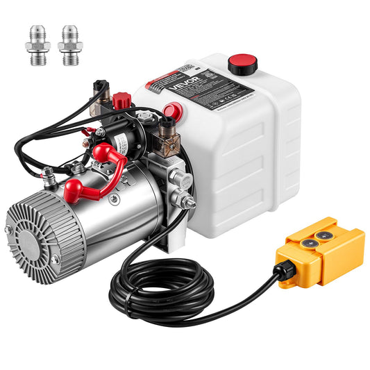 VEVOR 3 Quart Hydraulic Pump, Double Acting Dump Trailer Pump, 3200PSI Max Relief Pressure & 0.91 GPM Flow Rate, DC12V 1.6KW Hydraulic Power Unit for Dump Trailer Car Lifting (Horizontal Installation) - 12VSZYSLXCZYIUN02001V9 - view 1