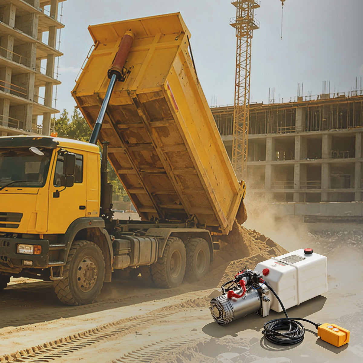 VEVOR 6 Quart Hydraulic Pump, Double Acting Hydraulic Trailer Pump, 3200PSI Max Relief Pressure, 0.91GPM Flow Rate, DC12V 1.6KW Power Unit for Dump Trailer Car Lifting (Horizontal Installation) - 12VSZYSLYXCZR1SBO001V9 - view 9