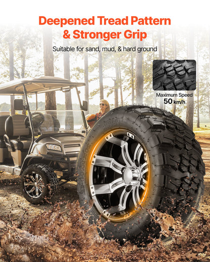 VEVOR Golf Cart Wheels, 12" 20x10-12 Black Aluminum Alloy Golf Cart Tires and Wheels Combo (Set of 4) Fit Club Car, EZGO, Yamaha, 4 Ply Rubber 4-Lug Lawn Mower Tires & Rims, 800 lbs Load, All-Terrain - 12YCLZ12INCH0L97T001V0 - view 4