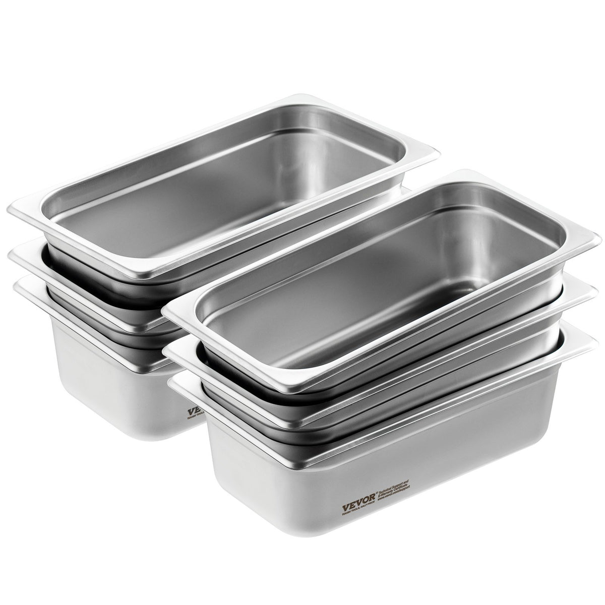 VEVOR 6 Pack Hotel Pans, 1/3 Size Anti-Jam Steam Pan, 0.8mm Thick Stainless Steel Restaurant Steam Table Pan, 4-Inch Deep Commercial Table Pan, Catering Storage Food Pan, for Industrial & Scientific - 13FCCPBXG6JTM0MNLV0 - view 10