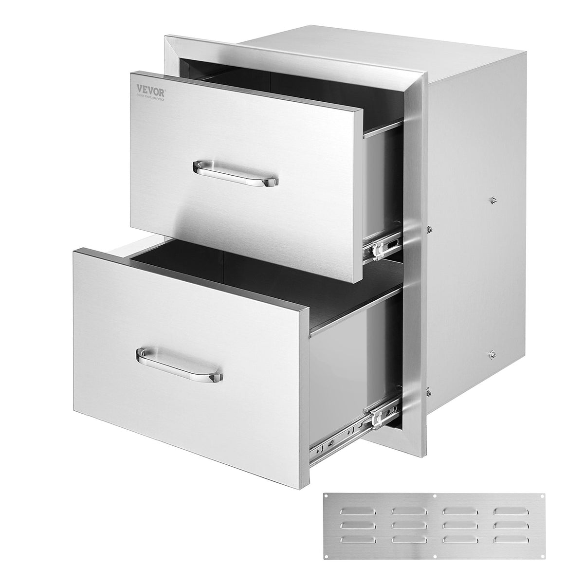 VEVOR Outdoor Kitchen Drawers 17.8W x 20.2H x 12.2D Inch, Flush Mount Double BBQ Drawers Stainless Steel with Handle, BBQ Island Drawers for Outdoor Kitchens or Patio Grill Station - 18X15YC2CBXGCTG01V0 - view 1