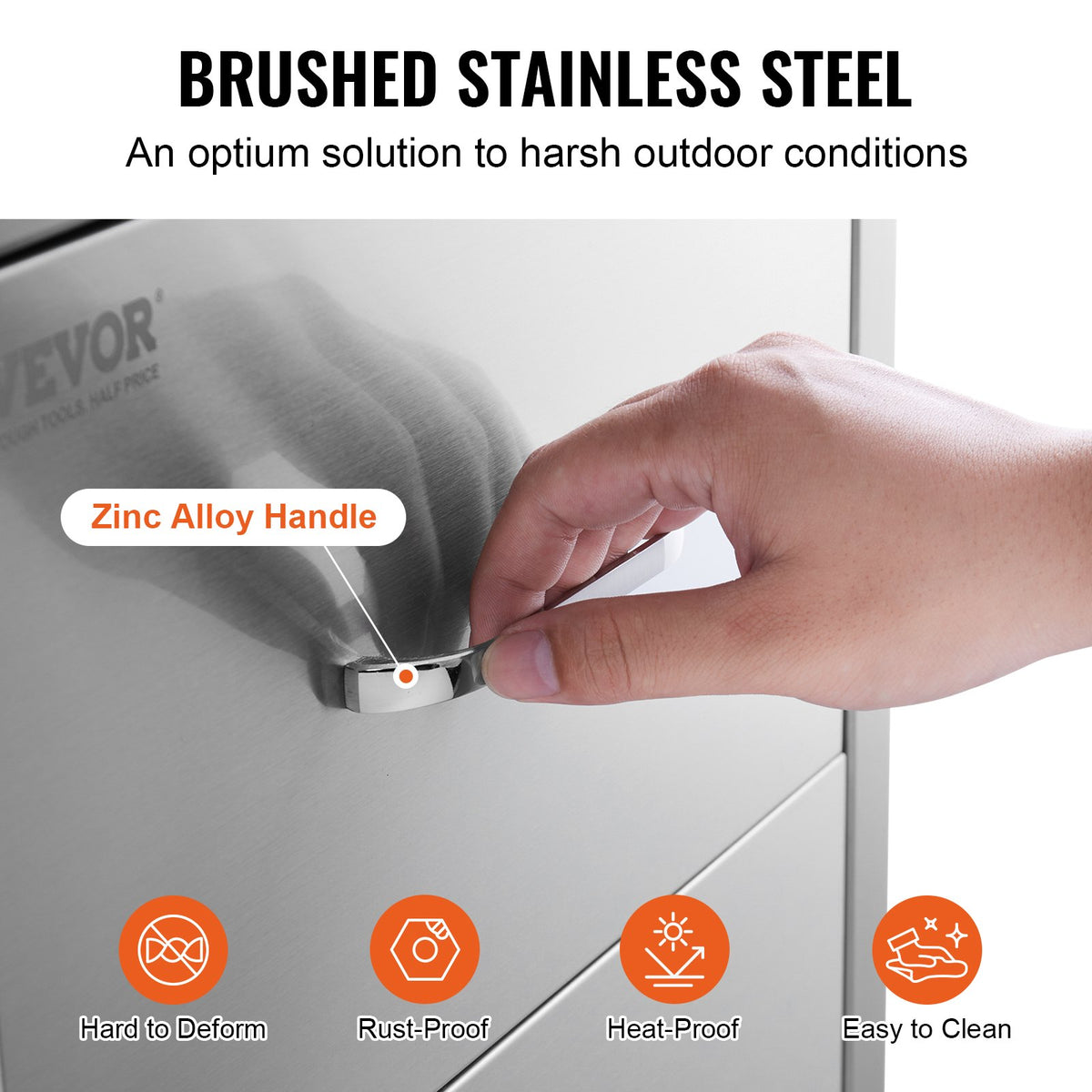 VEVOR Outdoor Kitchen Drawers 17.8W x 20.2H x 12.2D Inch, Flush Mount Double BBQ Drawers Stainless Steel with Handle, BBQ Island Drawers for Outdoor Kitchens or Patio Grill Station - 18X15YC2CBXGCTG01V0 - view 5