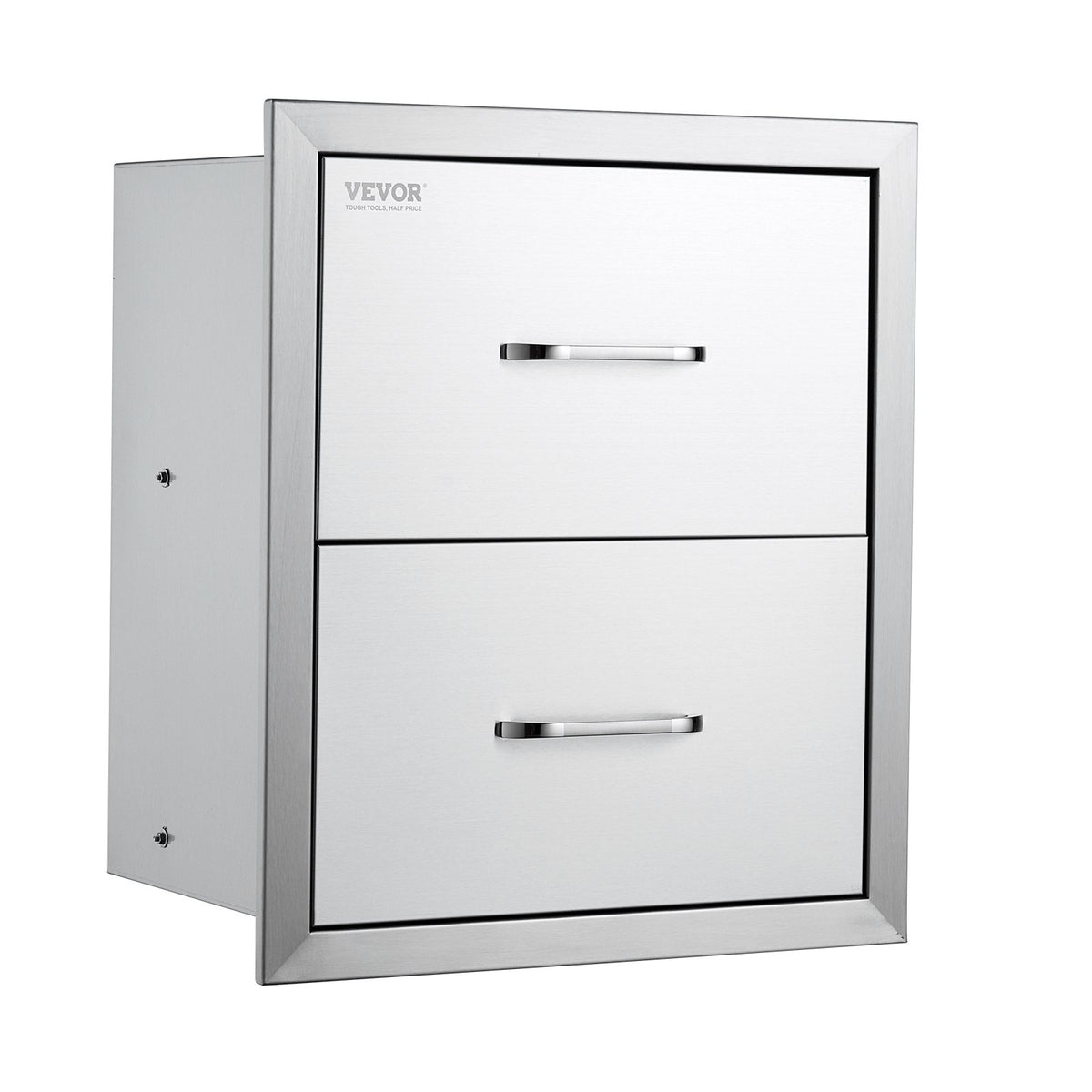 VEVOR Outdoor Kitchen Drawers 17.8W x 20.2H x 12.2D Inch, Flush Mount Double BBQ Drawers Stainless Steel with Handle, BBQ Island Drawers for Outdoor Kitchens or Patio Grill Station - 18X15YC2CBXGCTG01V0 - view 10