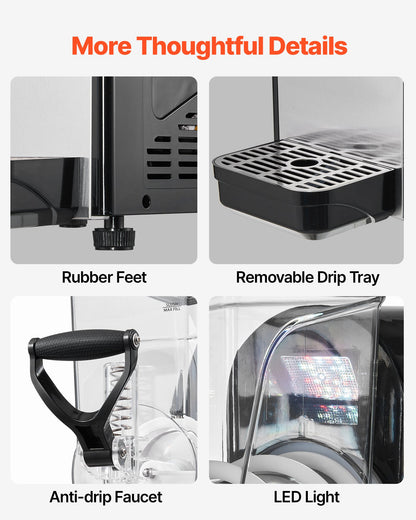 VEVOR Slushie Machine, 6L/1.6Gal Commercial Slushy Maker, Frozen Drink Maker with Self-Cleaning, Margarita Machine for Restaurants Bars Party for Slushie, Margaritas, Milkshake & More - 1GSJBXRJHS16TNJXG001V1 - view 7